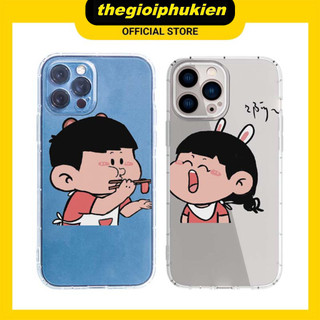 Ốp iphone - Ốp lưng iphone trong suốt cạnh vuông bảo vệ camera cặp đôi măm măm dành cho ip 6 đến 16promax - u002