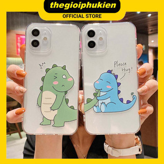 Ốp iphone - Ốp lưng iphone trong suốt cạnh vuông bảo vệ camera cặp đôi khủng long dành cho ip 6 đến 16promax - u003