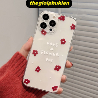 Ốp iphone - Ốp lưng iphone trong suốt cạnh vuông bảo vệ camera hoa nhí đỏ dành cho ip 6 đến 16promax - u007