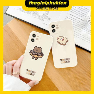 Ốp lưng iphone cạnh vuông Tosat bear dành cho iphone 6 đến 16promax - E117