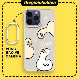 Ốp lưng iphone cạnh vuông camera bạc vịt vàng cute 6/6s/7/8/x/xr/xs/11/12/13/14/pro/max/plus/promax - sg2029