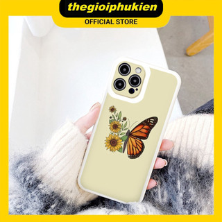 Ốp iphone - Ốp lưng iphone cạnh vuông bảo vệ camera butterfly cánh hoa dành cho ip 6 đến 14promax - ng373
