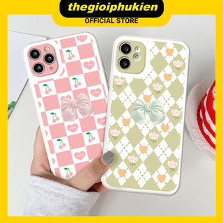 Ốp iphone - Ốp lưng iphone cạnh vuông viền camera nơ cherry dành cho ip 6 đến 16promax - G50