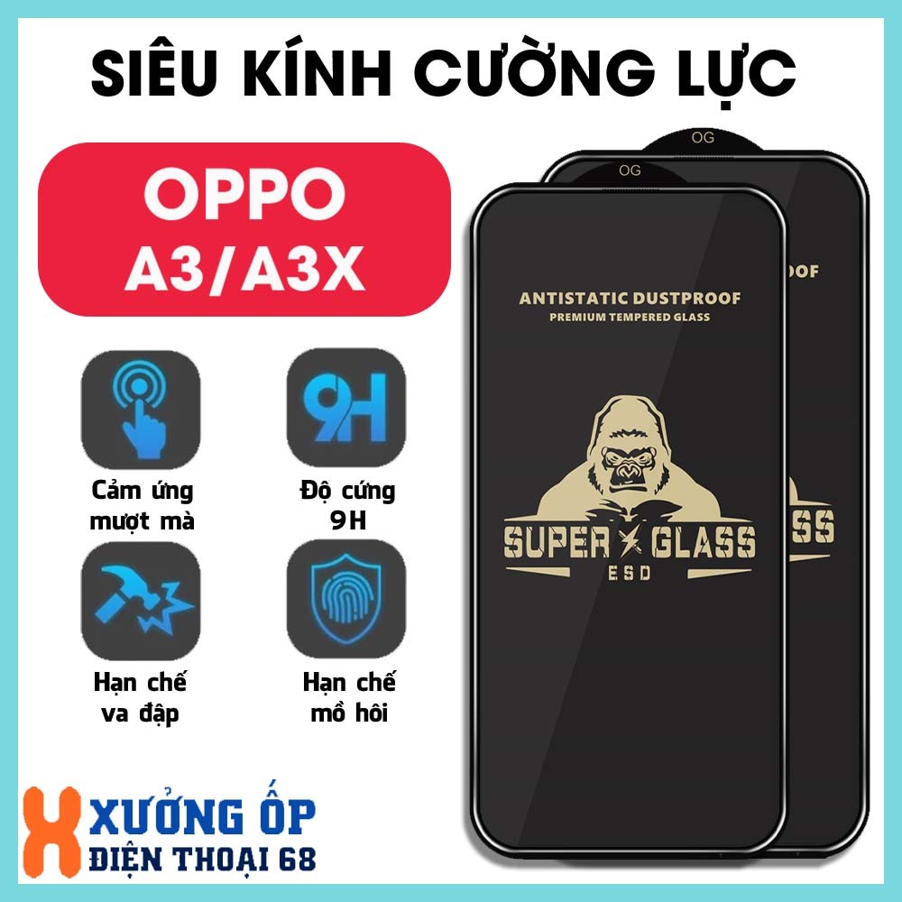 Kính cường lực Oppo A3 / A3x trong suốt hạn chế bám mồ hôi