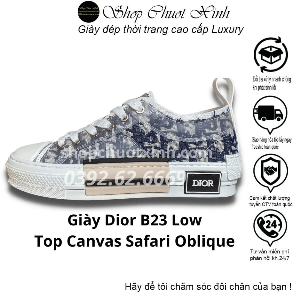GiàythểthaoDioB23Low-TopCanvasSafariOblique‘BlueNavy’Low.Diohottrend2023