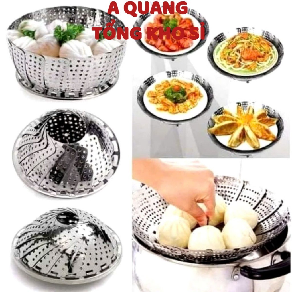 VỈ HẤP ĐỒ XÔI INOX SIZE 26,  Khay Vỉ Hấp Vỉ Rổ Hấp Tròn Inox Xếp Gọn Tiện Lợi Inox Chống Rỉ Đường Kí