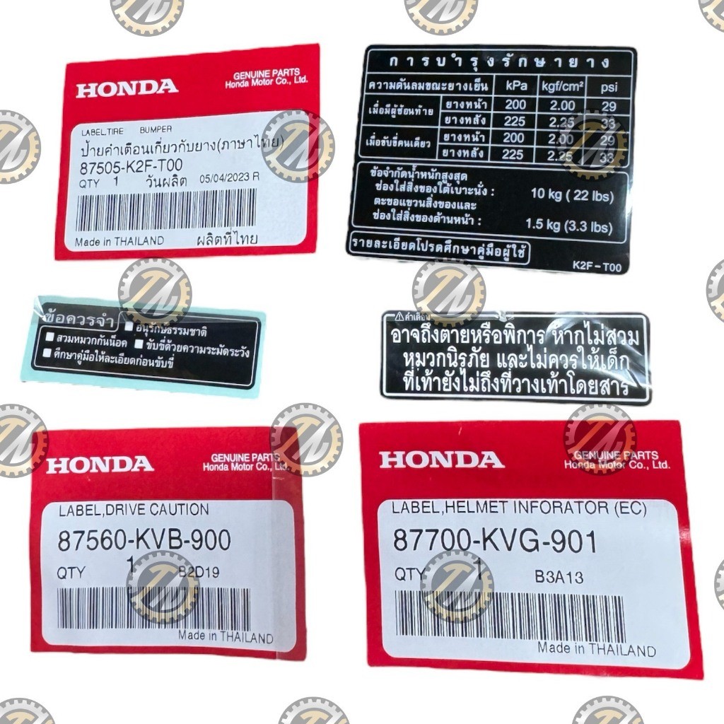 Tem thông số Scoopy Thái chính hãng