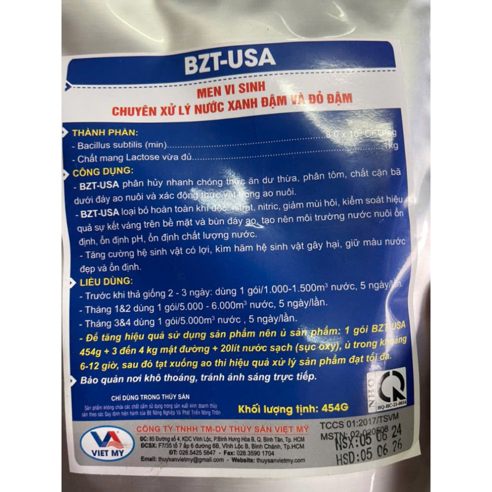 Men vi sinh BZT usa, men dùng cho ao nuôi tôm cá, gói 227 gam, làm sạch nước đáy ao nuôi công nghiệp