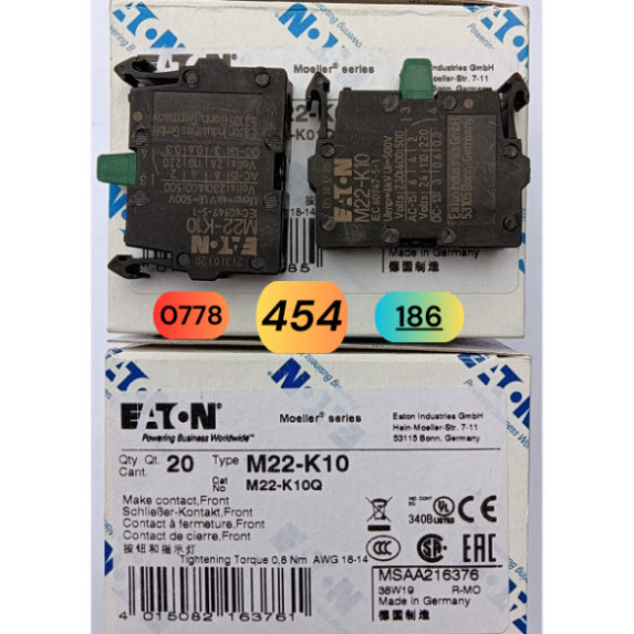 EATON Muller M22-K10 M22-K01 M22-KC10 M22-KC01