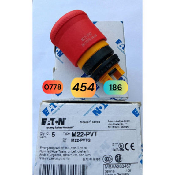 Eaton Muller  M22-PV  M22-PVT  M22-PVL  M22-PVLT  M22-PVS  M22-XGPV Công Tắc Dừng Khẩn Cấp