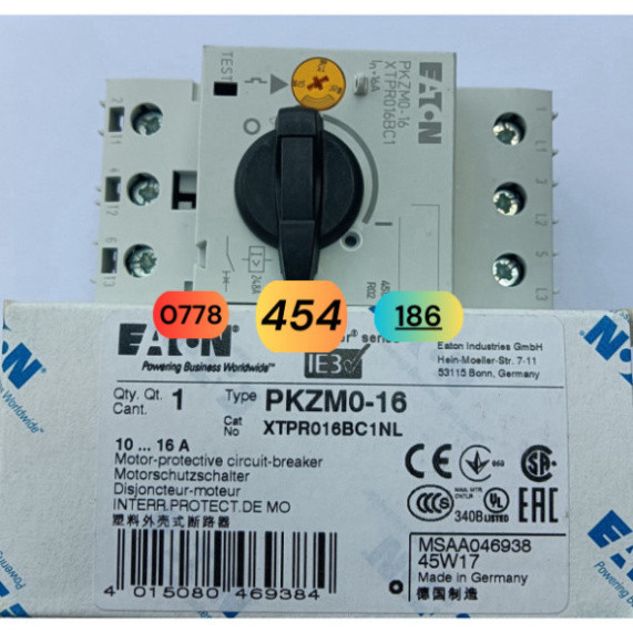 Eaton Muller Nhập Khẩu Bộ Ngắt Mạch Bảo Vệ Động Cơ PKZM0-16