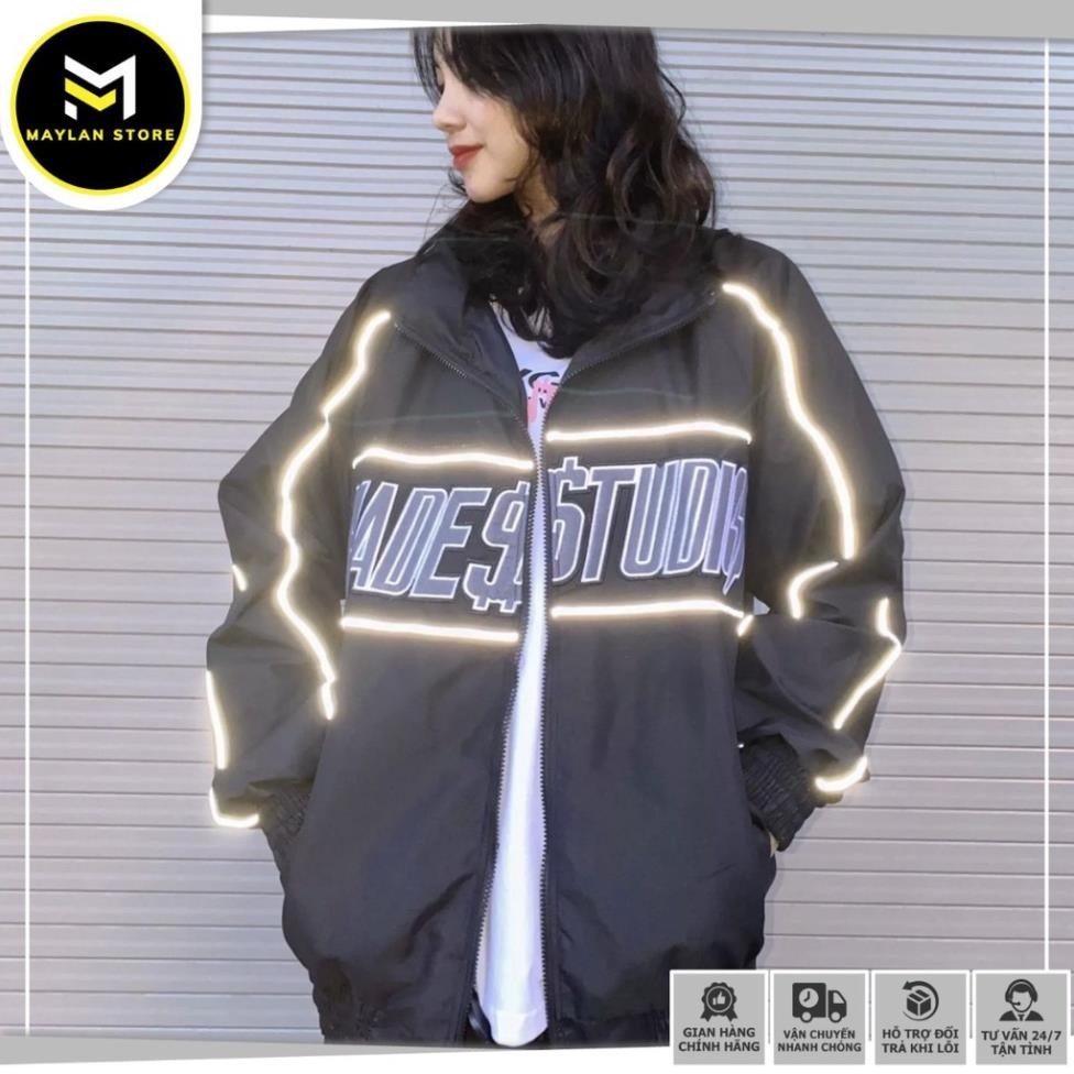 Áo khoác dù mẫu HADES THÊU nổi PHẢN QUANG form rộng khoác ngoài nam nữ unisex - Shop LOMON