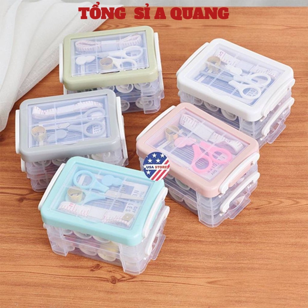 Hộp Kim Chỉ Đa Năng, Hộp Kim Chỉ May Vá, Hộp Kim Chỉ 3 Tầng Tiện Dụng, Nhỏ Gọn, Bộ Kim Chỉ May Vá
