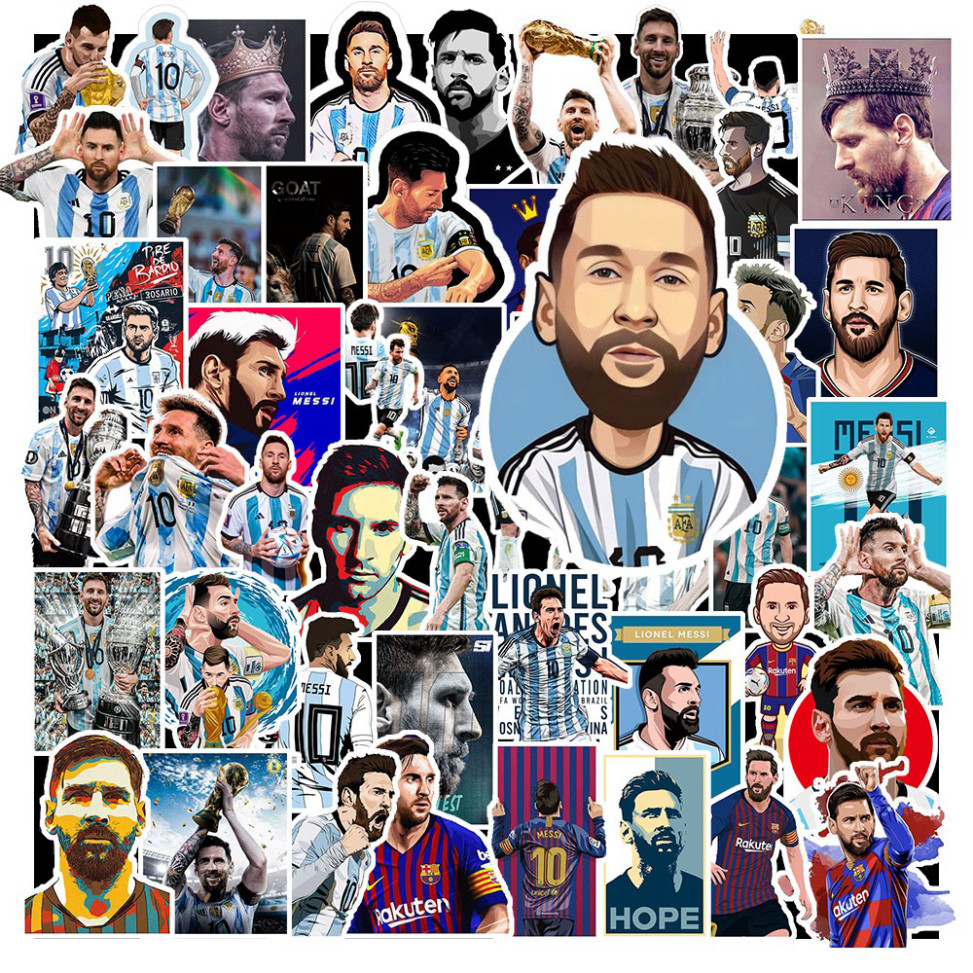 Set 50 Sticker Hình CẦU THỦ MESSI | Decal Phản Quang 7 Màu Halogram | Chống Nước | MS: 00075