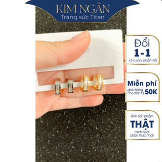  Bông tai Titan  cao cấp - đính đá bagus -không hoen gỉ- Trang sức Kim Ngân 
