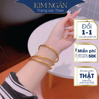   KHÔNG KHÓA  Vòng cặp trơn Ttan -4 LY -không gỉ mạ vàng lắc tay nữ mạ vàng   trang sức titan Kim Ngân. 