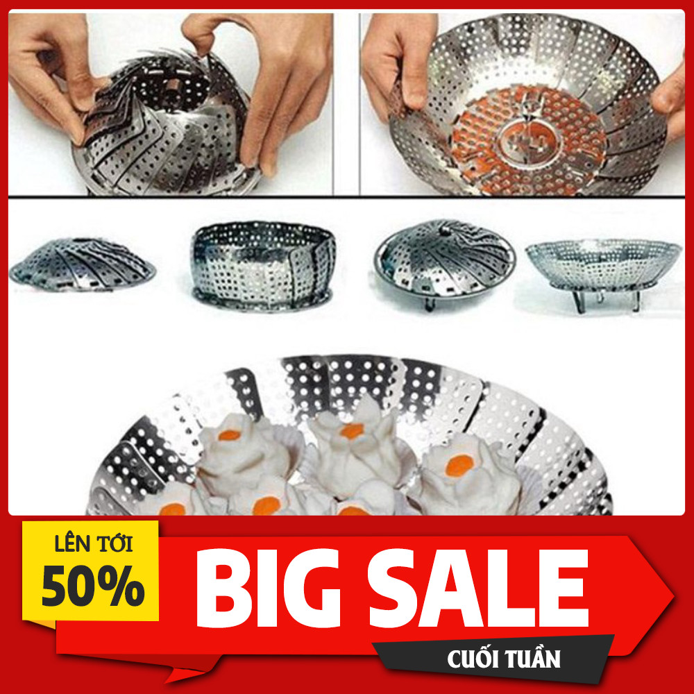 Rổ hấp - vỉ hấp - xửng hấp inox xòe gấp gọn
