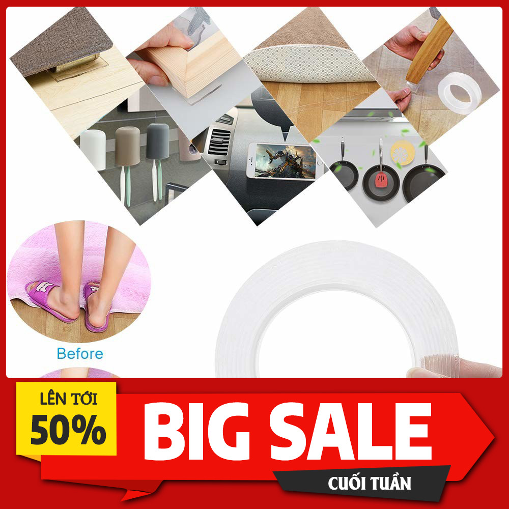 BĂNG KEO DÁN HAI MẶT TRONG SUỐT SIÊU DÍNH