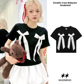 Áo Thun Form Baby Phối Nơ Double Cute LOMON - Màu Đen