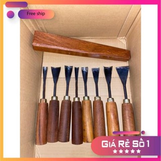 Bộ Đục Bonsai Cây Cảnh Combo 8 cây Gỗ Nghiến sắc bén siêu bền Tặng kèm Dùi Đục Gỗ Nghiến