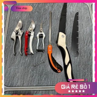 Combo 6 Món Kéo Cắt Cây Cảnh Bonsai Nhật Bản (Kéo Tỉa Thép Trắng - Kéo Cắt Cành - Cưa Lách & Cưa Barker - GD Smart Sk5