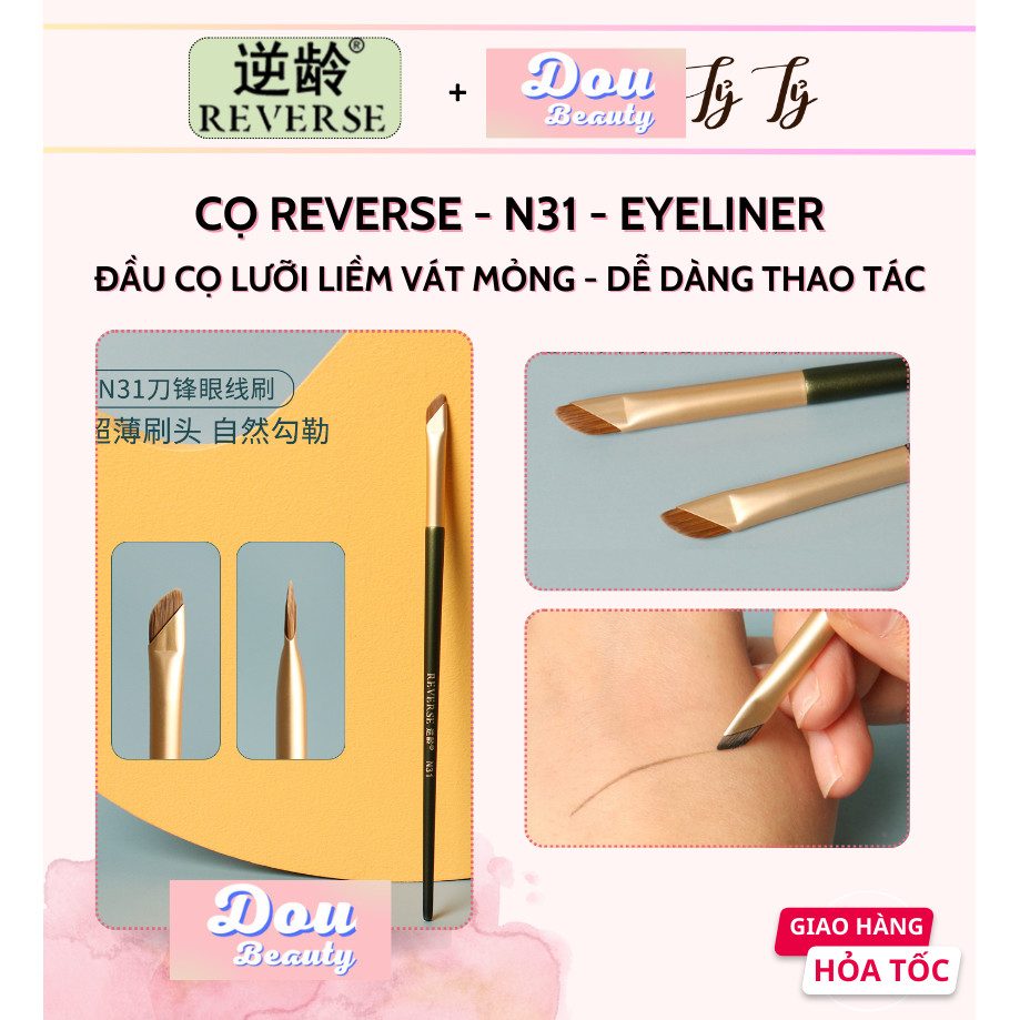 Cọ Kẻ Mắt Eyeliner N31 Hình Liềm Vát Chéo Siêu Mềm Mảnh REVERSE DD08 - Fanny Dou Quin