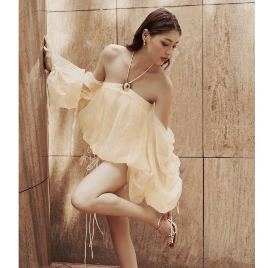 Đầm Trễ Vai Bánh Bèo Kèm Dây Cổ Phối Tay Dây Rút MELLYSTORE Đầm Bánh Bèo Cao Cấp Đẹp Quyến Rũ ,Sang Trọng - Đầm Thiết Kế | BigBuy360 - bigbuy360.vn