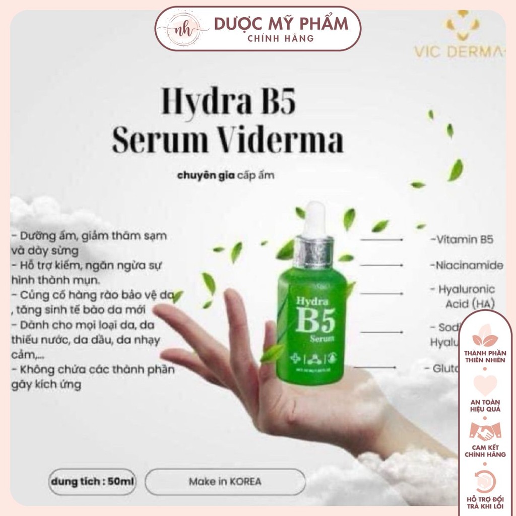 Serum dưỡng ẩm - cấp nước -phục hồi VICDERMA HA B5 B9 mẫu mới 50mL