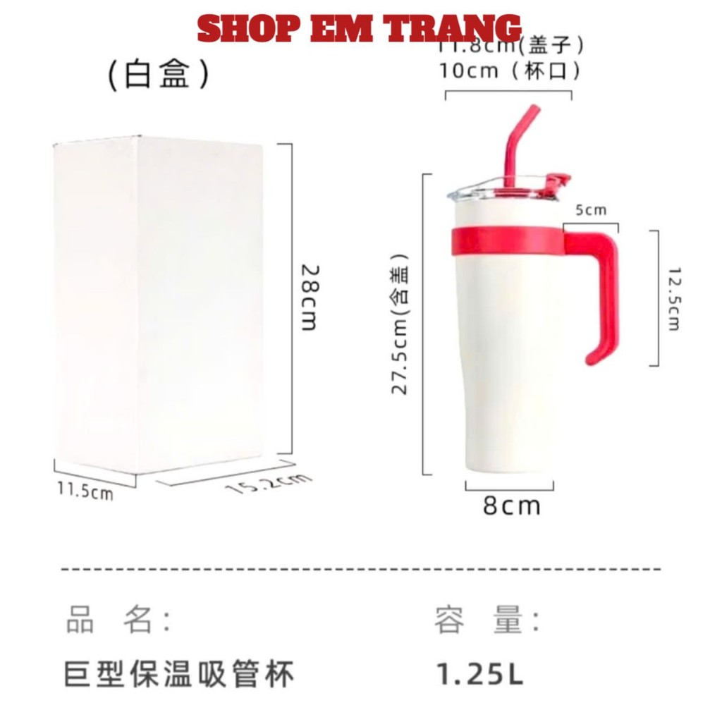 Cốc giữ nhiệt bằng thép không gỉ Sus304 1250ml, Cách nhiệt chân không hai lớp Giữ nắp - LY GIỮ NHIỆT