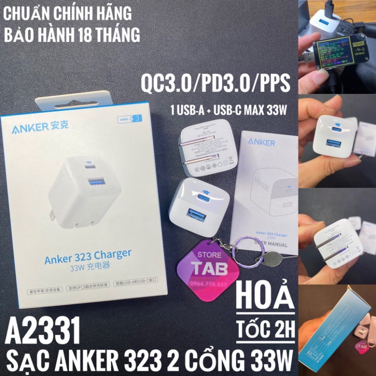 Củ Sạc Anker 323 2 Cổng 33w PD3.0/PPS (Bảo Hành 18T)