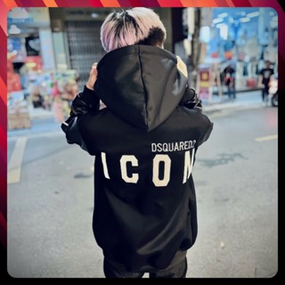  Áo Khoác Hoodie DSQ ICON Phối Tay Da Hàng Quảng Châu Cao Cấp - Áo Khoác Nam Nữ In Chữ DSQ ICON 2 Mặt Phong Cách Hottrend 