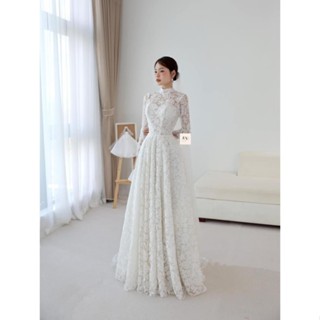 [MẪU MỚI] ẢNH THẬT SHOP_ Váy tiệc, đi bàn, lễ cưới nhà thờ vải ren thêu 3D dài tay hàng thiết kế cao cấp