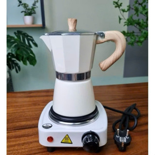 Combo bộ Bếp điện 500W + bình pha cà phê moka 150ml ( chứa tối đa 15gr cf/lần pha)
