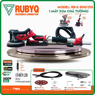 Máy chà tường tay xoa tường dài RUBYQ tặng 6 miếng giấy nhám có ống hút túi thồi bui tay dài đèn LED .