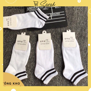 Set 10 đôi tất, đôi vớ cổ thấp UNISEX phối sọc đen trắng