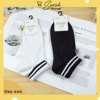 Set 10 đôi tất, đôi vớ cổ thấp UNISEX phối sọc đen trắng