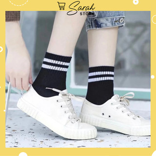 Set 10 đôi tất, đôi vớ cổ thấp UNISEX phối sọc đen trắng