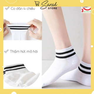 Set 10 đôi tất, đôi vớ cổ thấp UNISEX phối sọc đen trắng