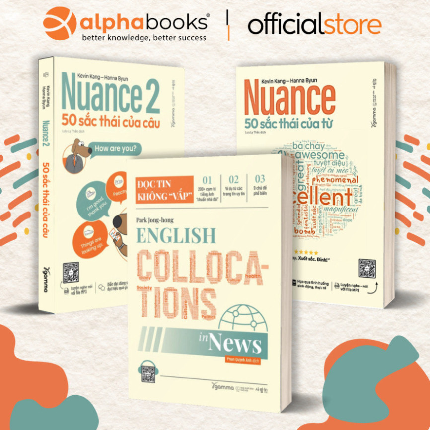 Sách - Lẻ/Combo Nuance + Nuance 2 - 50 Sắc Thái Của Câu + English Collocations In News - Đọc Tin Khô