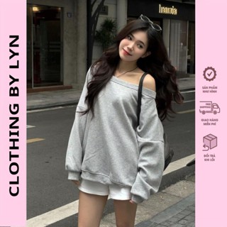 Áo sweater nữ trễ vai, lệch vai vải nỉ mùa thu đông mặc 2 kiểu sp by CBL