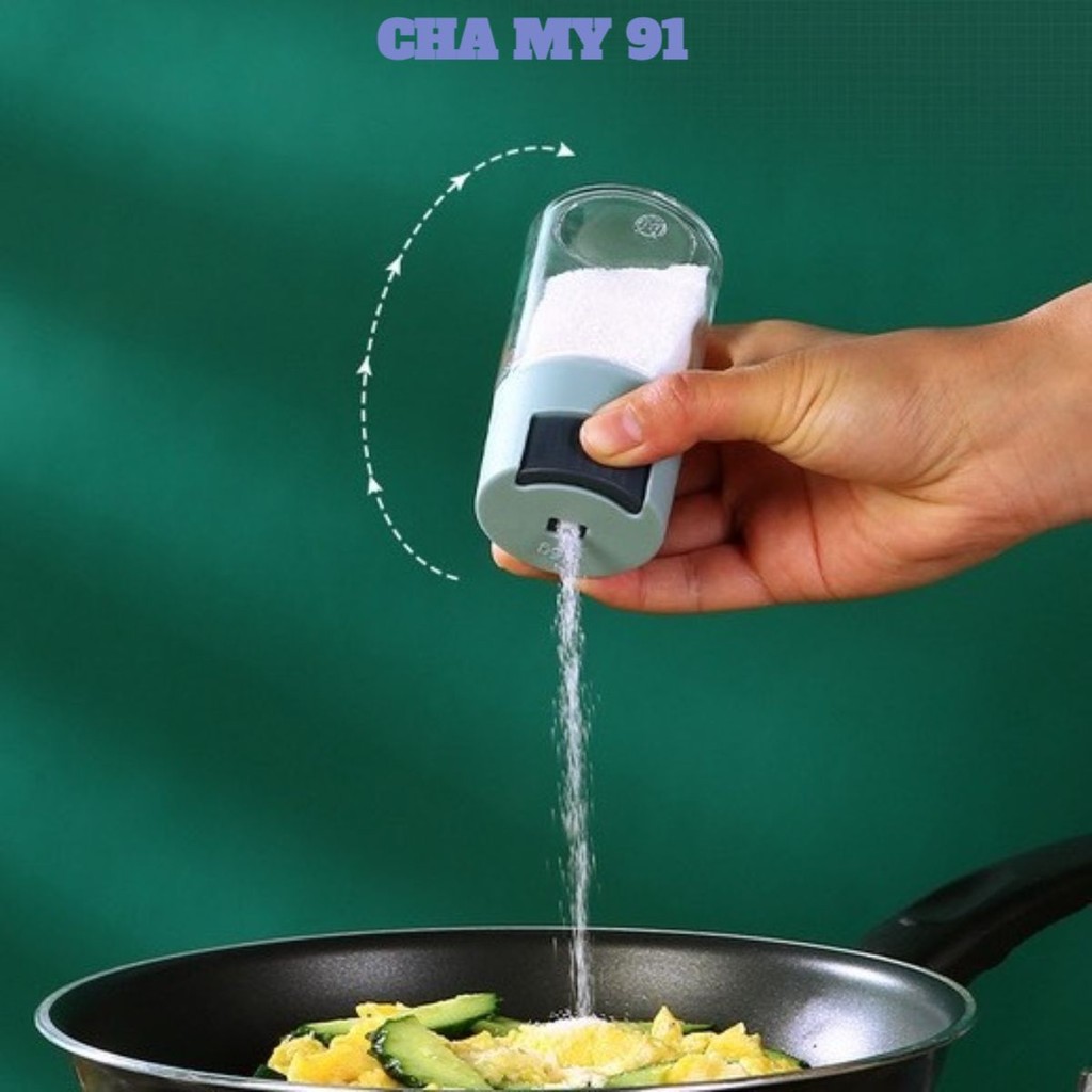 Hũ đựng gia vị thủy tinh thông minh có nút bấm chống ẩm ướt gia vị