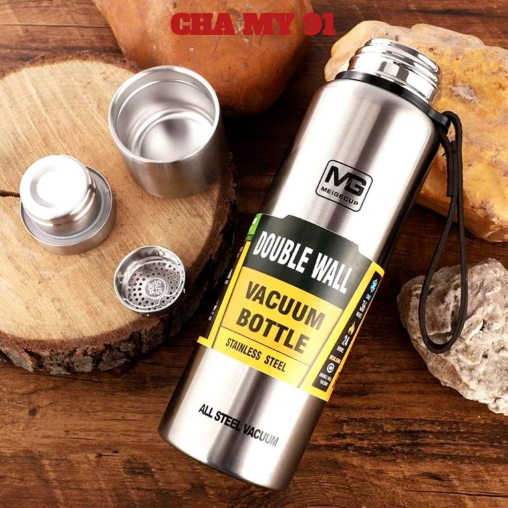 BÌNH GIỮ NHIỆT NẮP BẠC 1500ML,  Bình giữ nhiệt Double Wall Travel Inox 304 1000 - 1500ml Nắp Bạc Cao