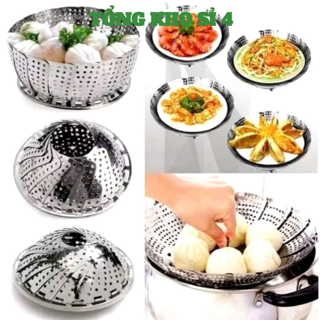 VỈ HẤP ĐỒ XÔI INOX SIZE 26,  Khay Vỉ Hấp Vỉ Rổ Hấp Tròn Inox Xếp Gọn Tiện Lợi Inox Chống Rỉ Đường Kí