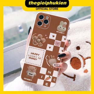 Ốp lưng iphone cạnh vuông Caro hoạt hình happy lucky dành cho iphone 6 đến 16promax - E209