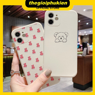 Ốp lưng iphone cạnh vuông Gấu bông đáng yêu dành cho iphone 6 đến 16promax - E225