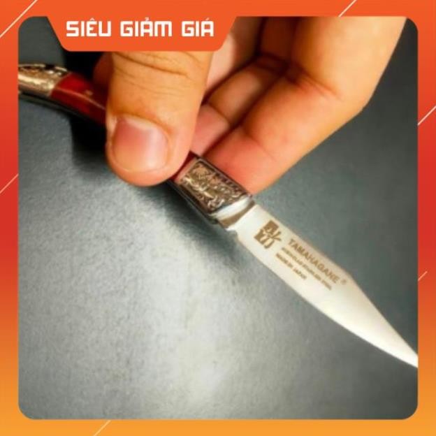 Dao Ghép Cây Gọt Hoa Quả Mini Nhật Thép Trắng Ốp Gỗ Chống Rỉ