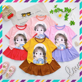 set váy xếp ly bé gái in hình BÉ NÓN2 từ 12kg-33kg,có quần chip trong,chất thun mềm-BÉ NÓN2-NEMOKIDS