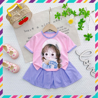 set váy xếp ly bé gái in ấn hình BÉ NÓN2 từ 12kg-33kg,có quần chip trong,chất thun mềm mát-BÉ NÓN2-HOANGNAMKIDS