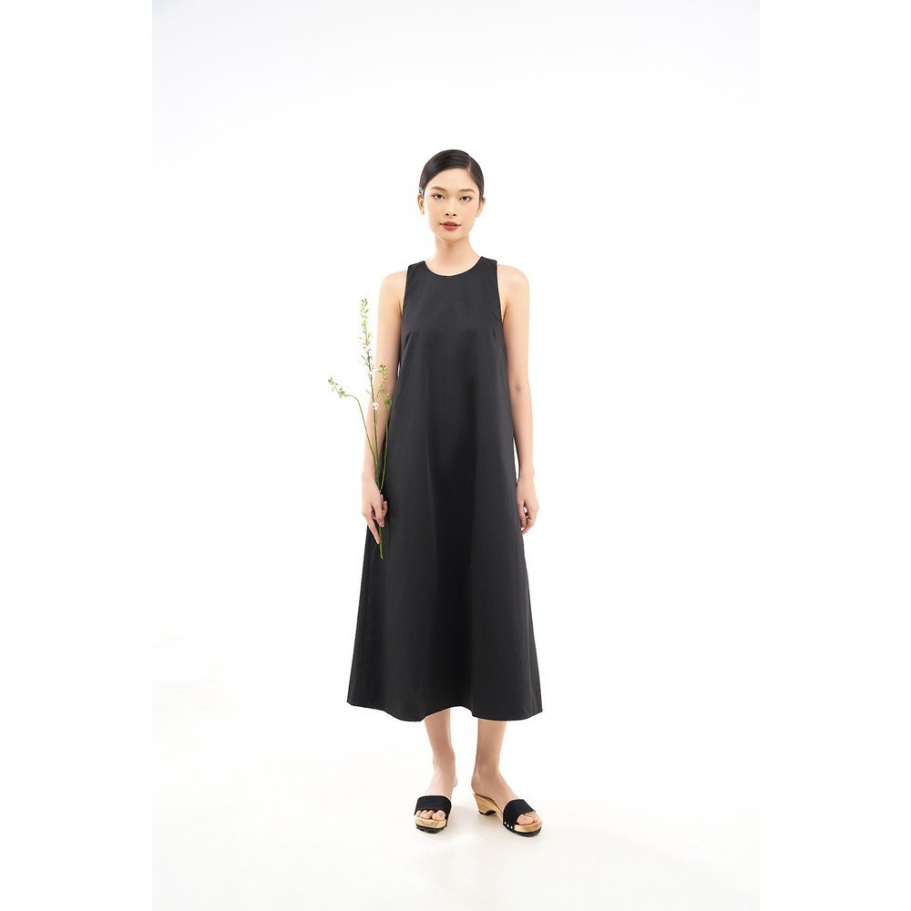 DOTTIE - Đầm midi sát nách nữ đen D0429