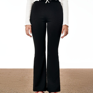 DOTTIE - Quần thun ống loe nữ - Đen - Q0244